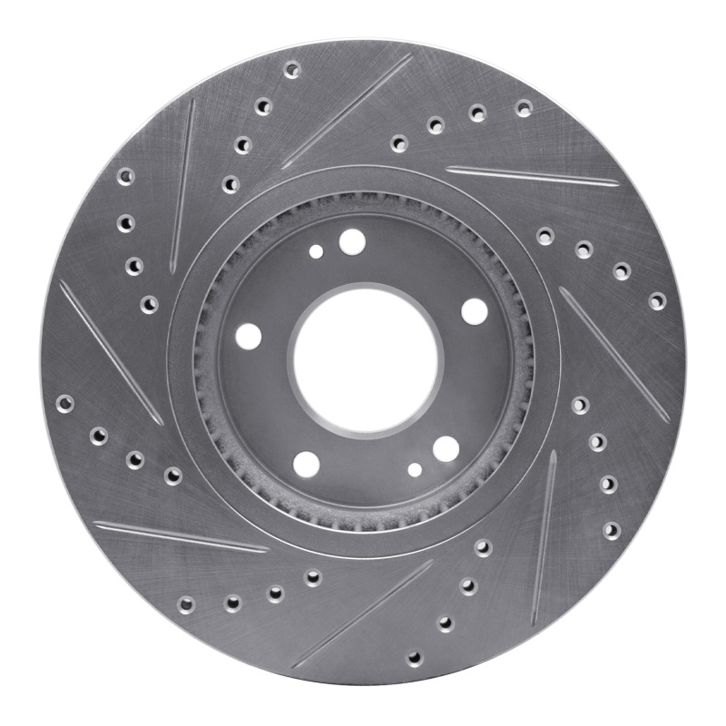 Hyundai Santa Fe Brake Rotor (1) - Front Right - R1 Concepts - Drilled & Slotted - Silver - `07-`09